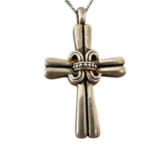 Silver gold tone cross pendant necklace
